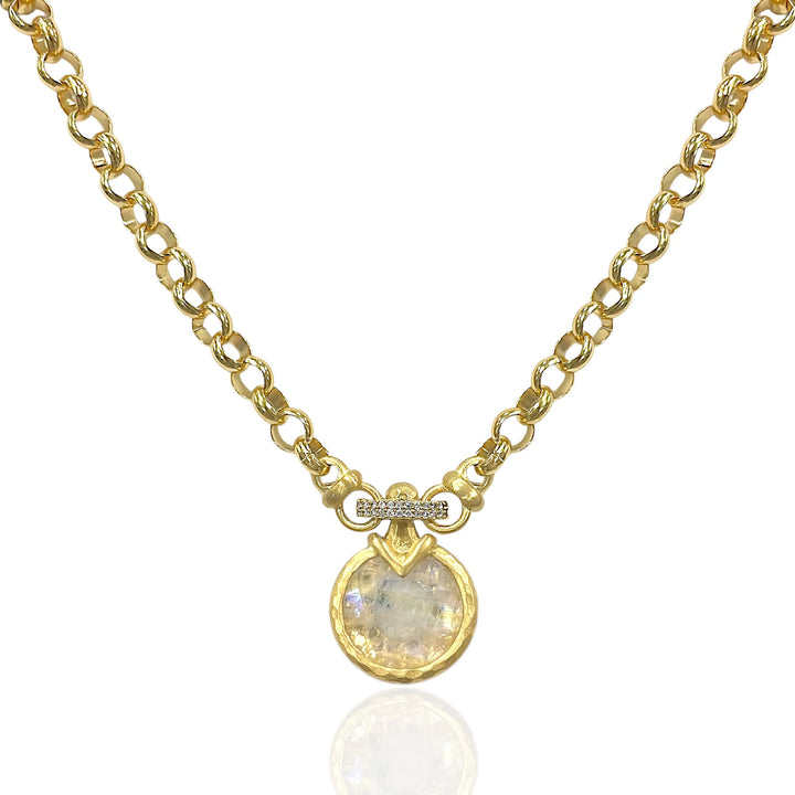Gold Vecchio Rainbow Moonstone Necklace