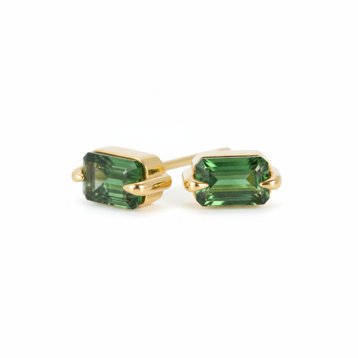 Green Tourmaline Studs