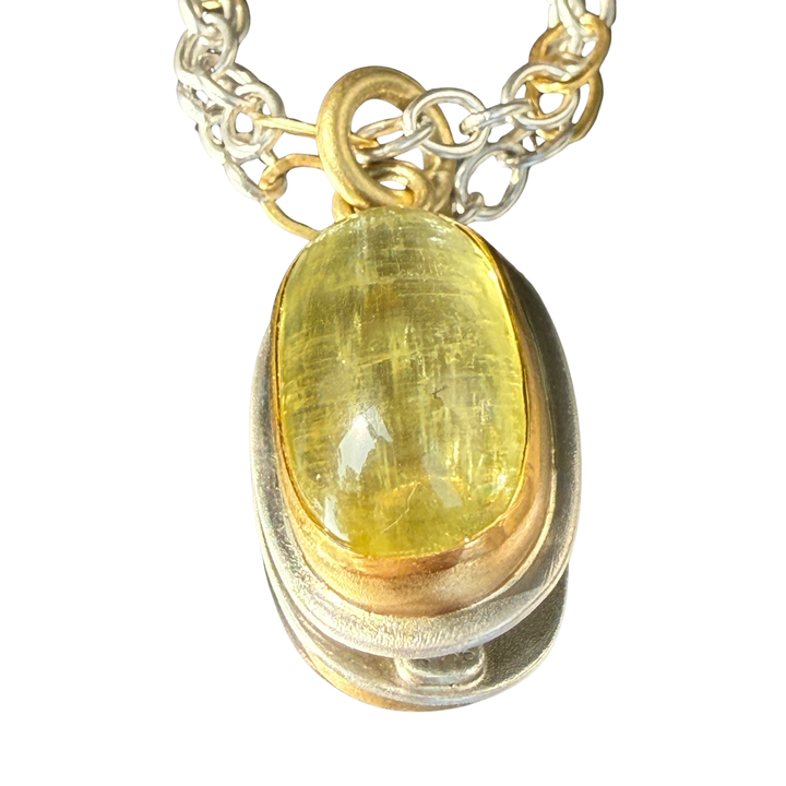 Heliodor Pendant on Handmade Chain