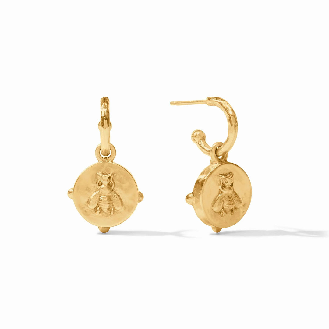 Honey Bee Hoop & Charm Earrings - Cubic Zirconia