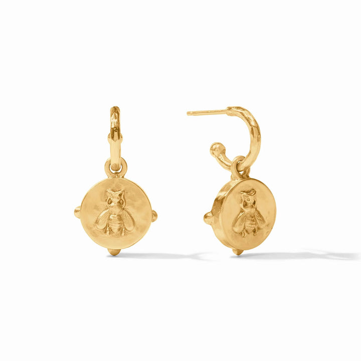 Honey Bee Hoop & Charm Earrings - Cubic Zirconia