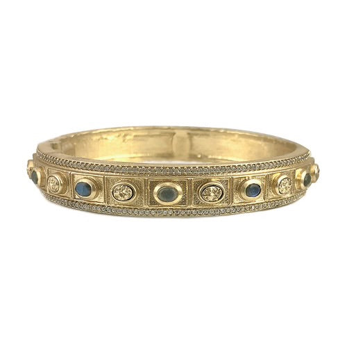 Gold Bela Small Oval Labradorite & Coin Bangle