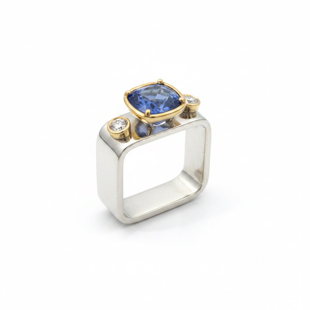 Tanzanite Captured Gem Square Ring