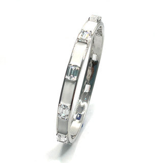 Skinny Emerald-cut White Enamel Bangle