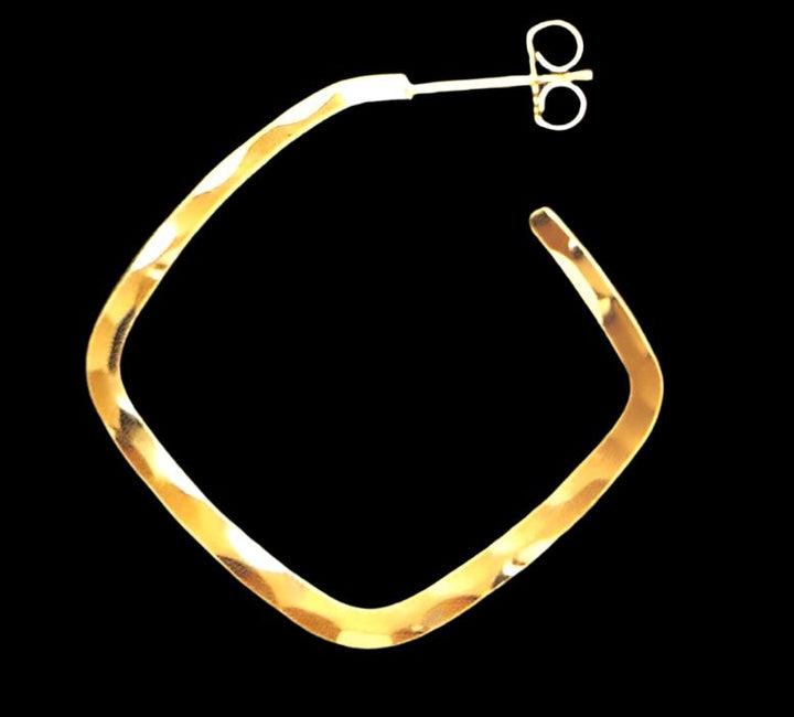 Hammered Square Hoops - Small