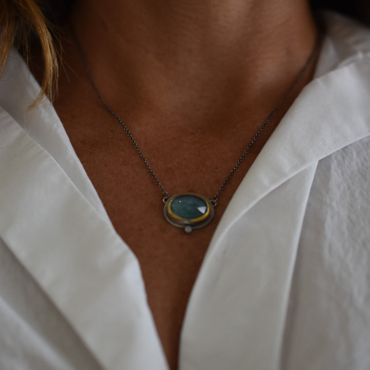 Crescent Rim Necklace ~ Sky Blue Kyanite