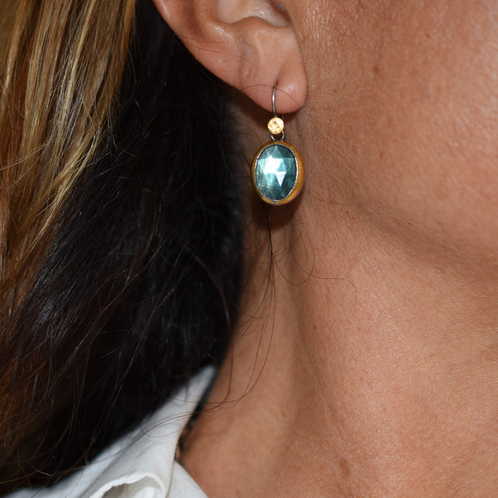 Crescent Rim Hook Earrings ~ Sky Blue Kyanite