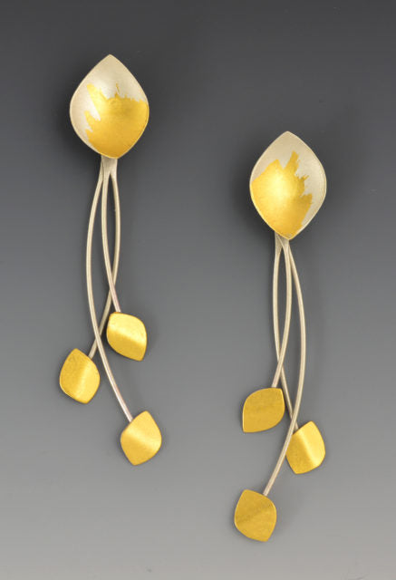 Stud Leaf and Petals Earrings