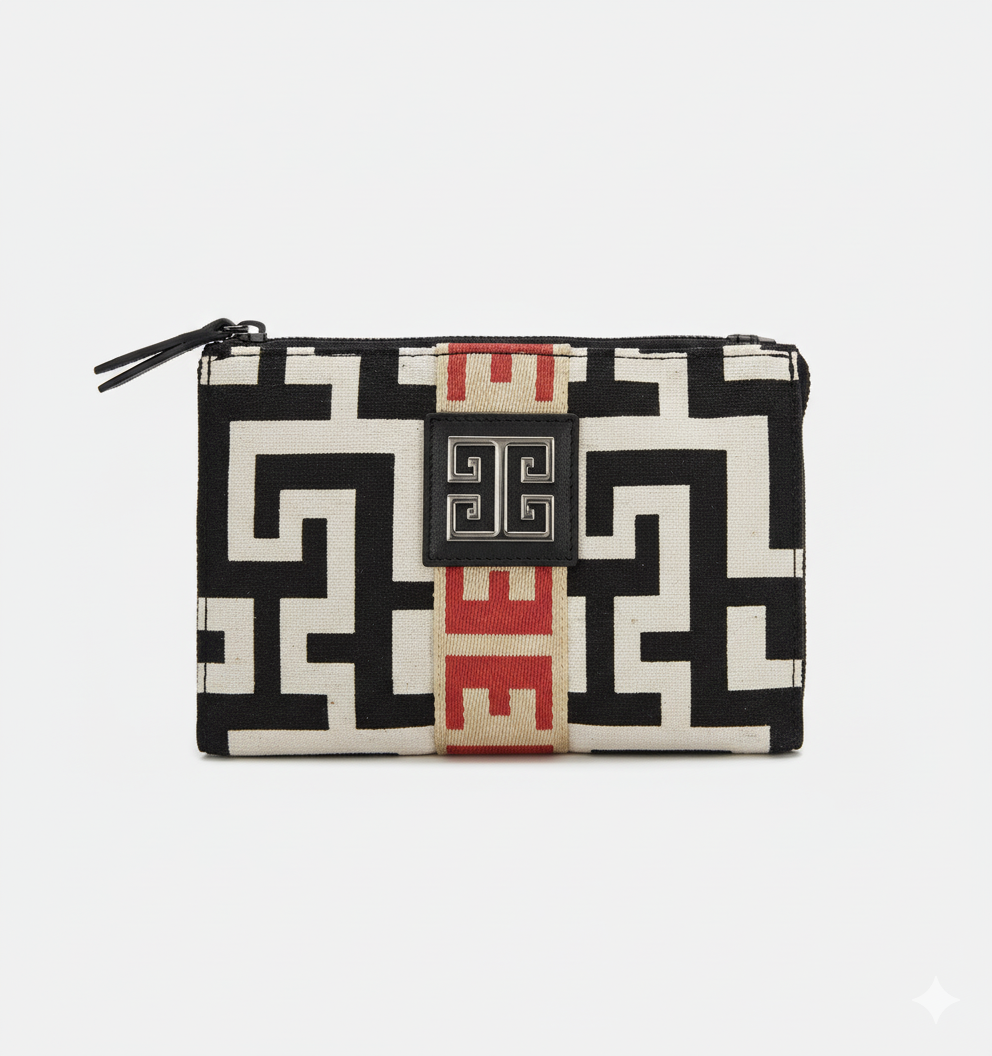 KRIOS Crossbody Bag – CLASSIC Pattern Handbag in  Ecru/Black with EL Strap