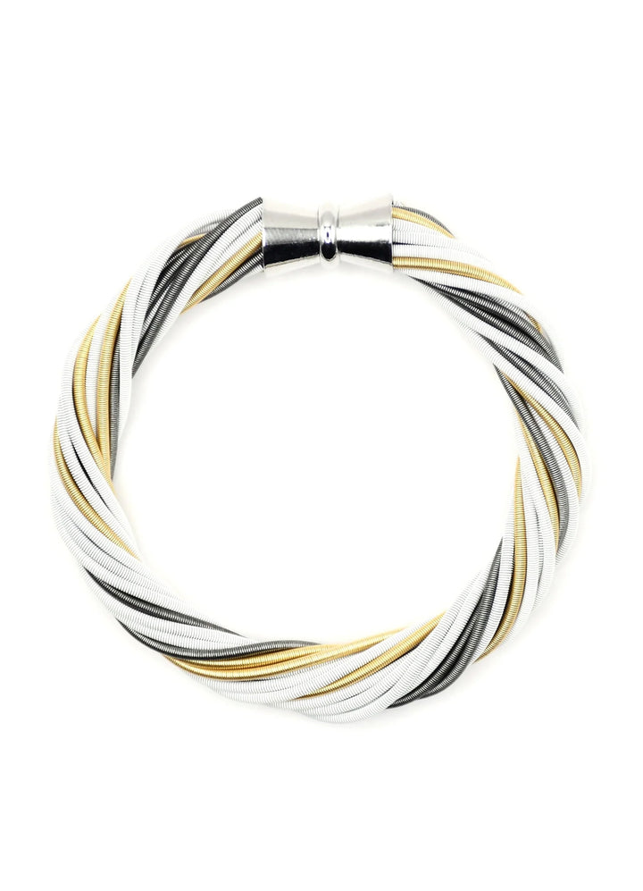 White, Slate and Gold Twist Bracelet