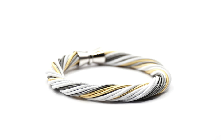 White, Slate and Gold Twist Bracelet