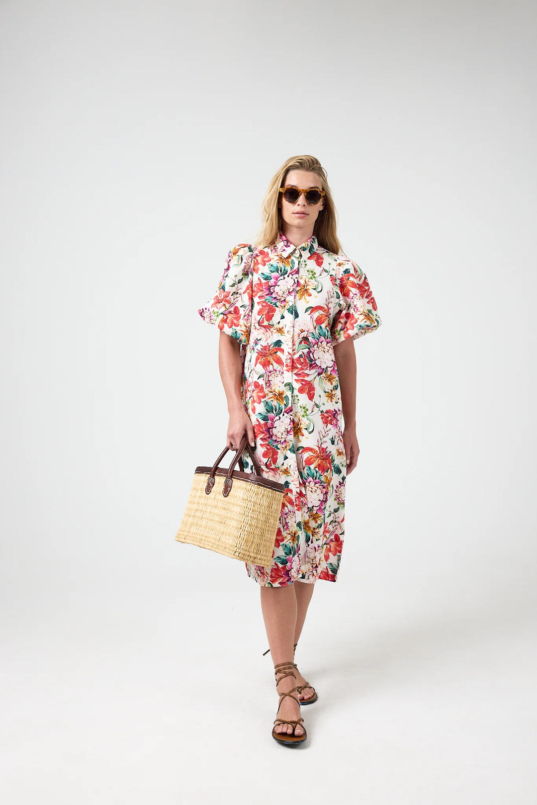 bloom linen dress Retro Blooms Linen-Blend Mini Dress S / persimmon