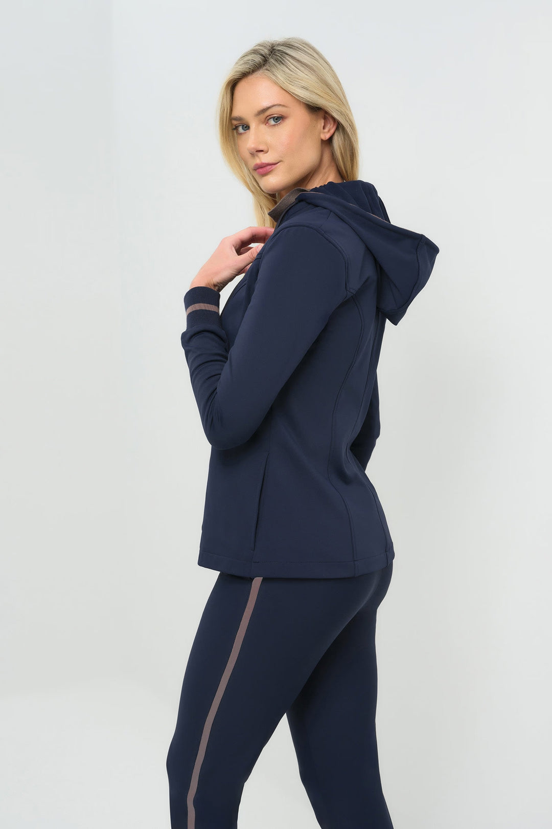 Cozy Tressa Lined Hoodie Blazer - Navy/Taupe