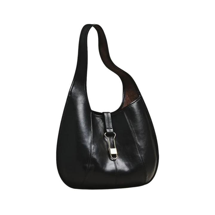 Nova Leather Buckle Tote in Black