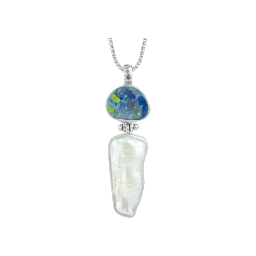 Opal and Biwa Pearl Pendant