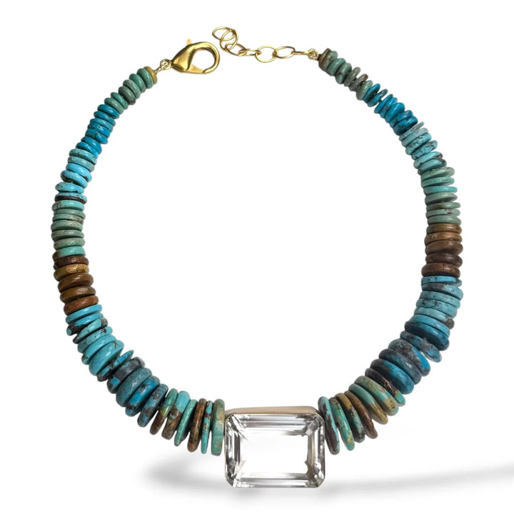 XL Turquoise and Quartz Choker Necklace