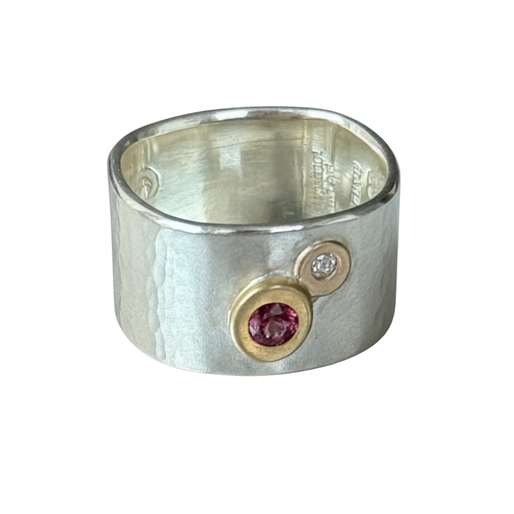 Pink Rhodolite and Diamond Band