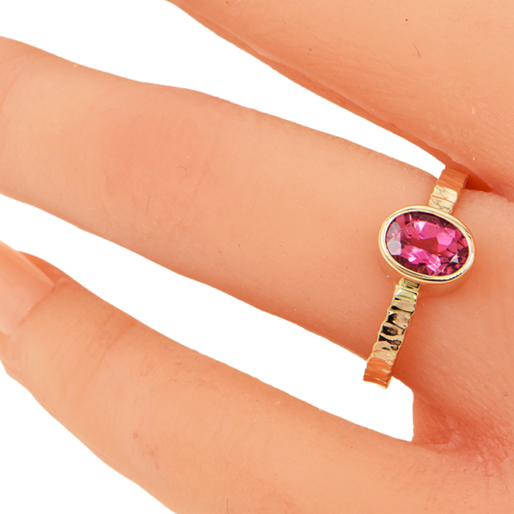 Pink Tourmaline Faceted Ring