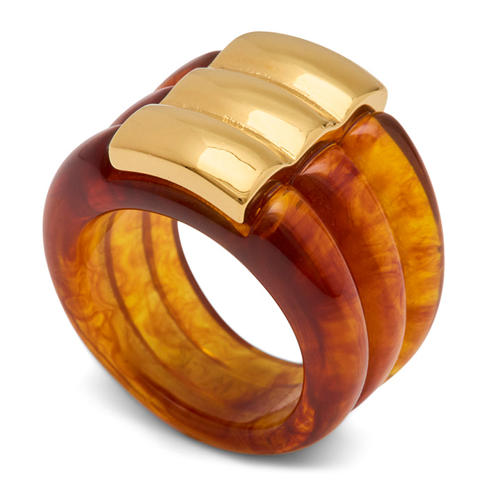 Tortoise Shell Resin Statement Ring