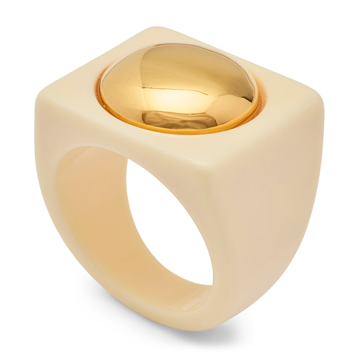 Ivoryl Resin Block Ring