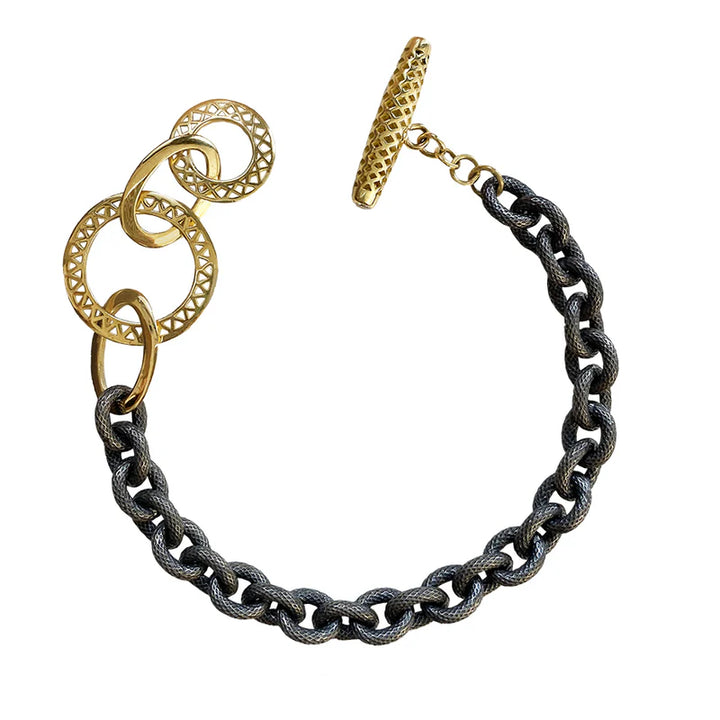 Crownwork® Link and Oxidized Silver Chain Bracelet