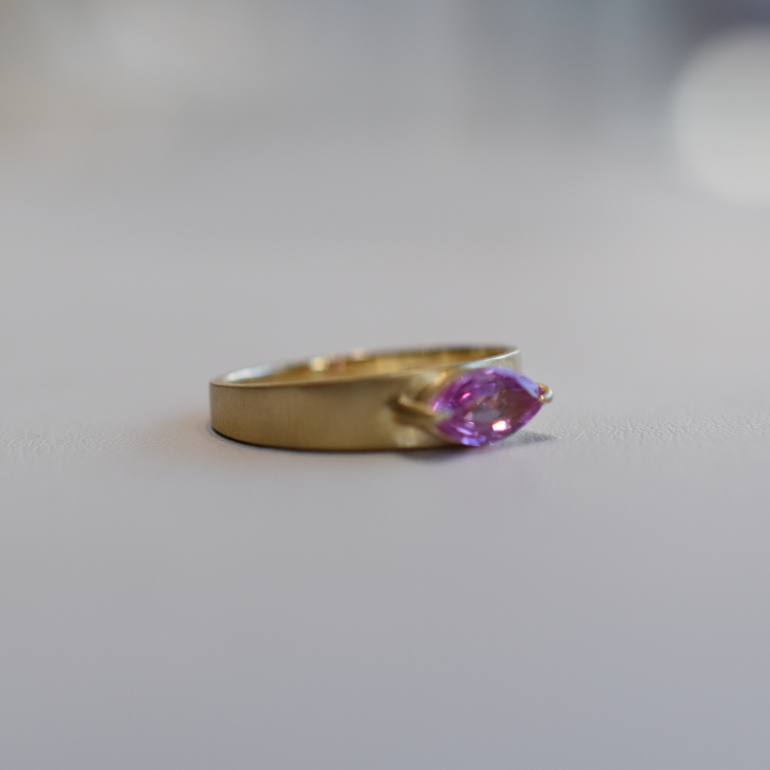 Tapered Band Ring - Pink Sapphire