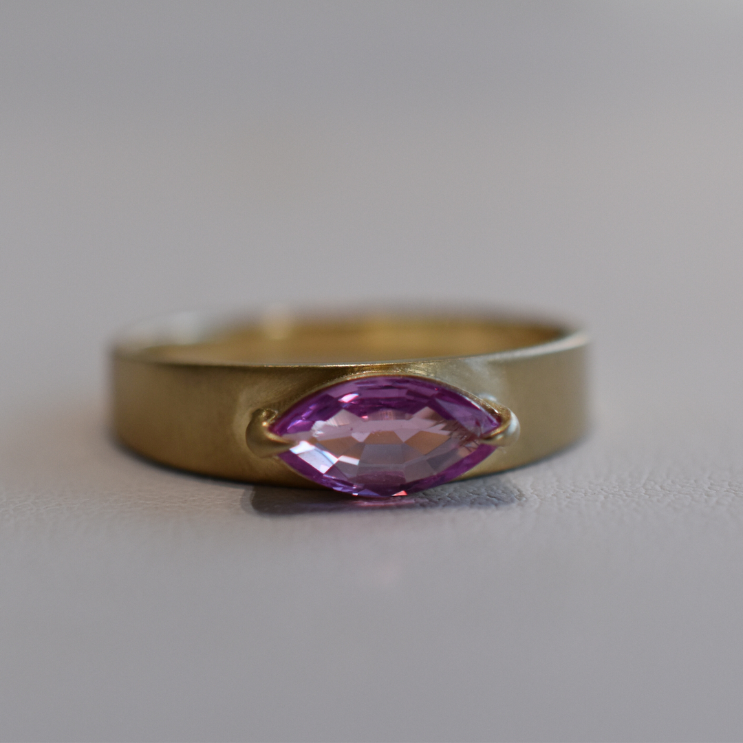 Tapered Band Ring - Pink Sapphire
