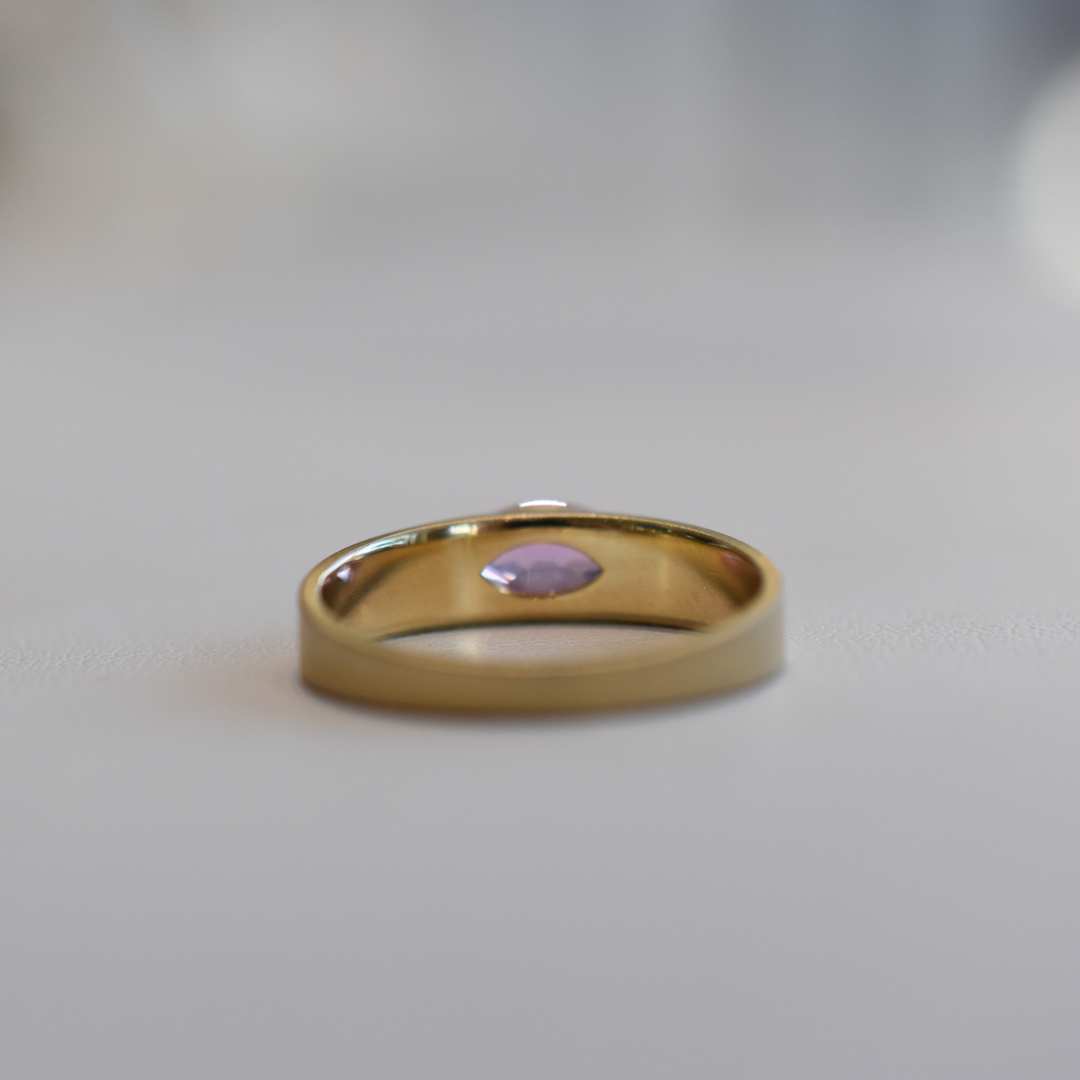 Tapered Band Ring - Pink Sapphire