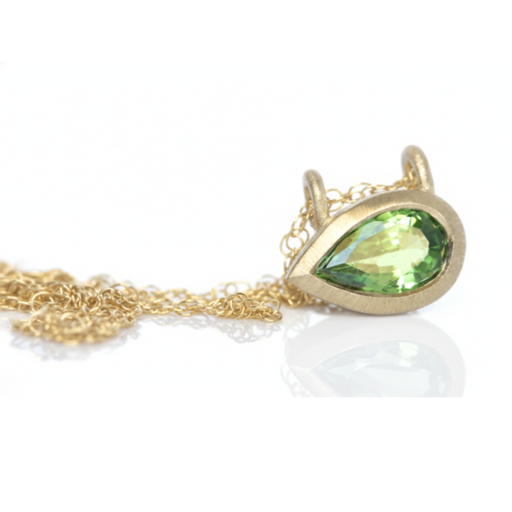 Tsavorite Garnet Bezel Pendant Necklace