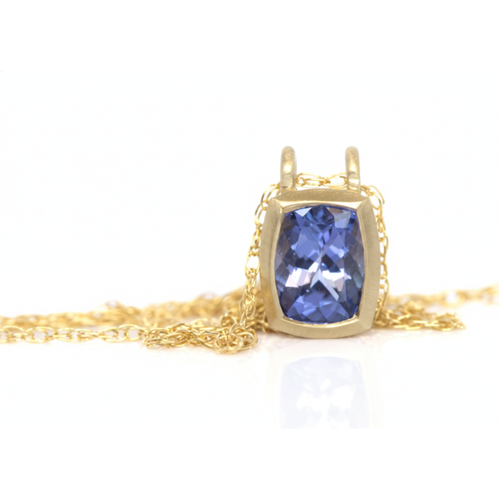 Tanzanite Bezel Pendant Necklace