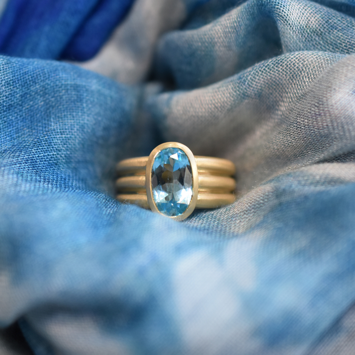 Blue Topaz Triple Band Ring