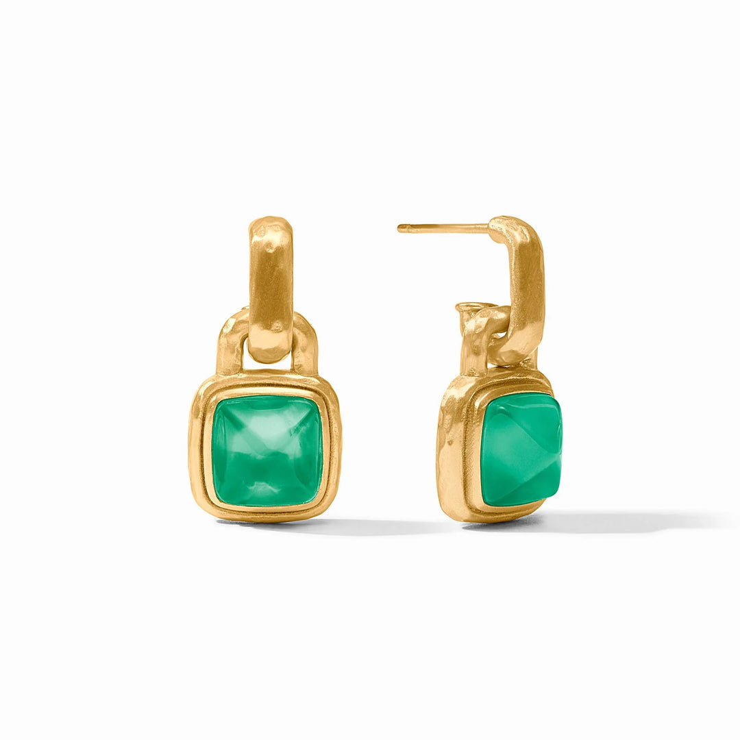 Sahara Hoop & Charm Earring - Iridescent Emerald Green