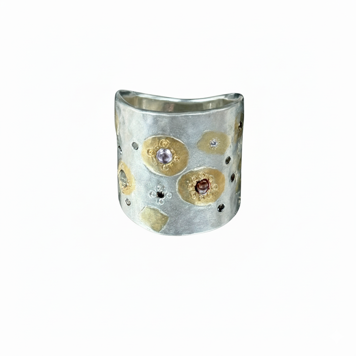 Sapphire and Diamond Saddle Ring