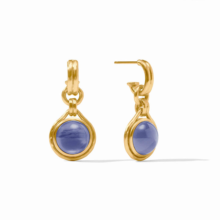 Solara Hoop & Charm Earrings - Tanzanite Blue