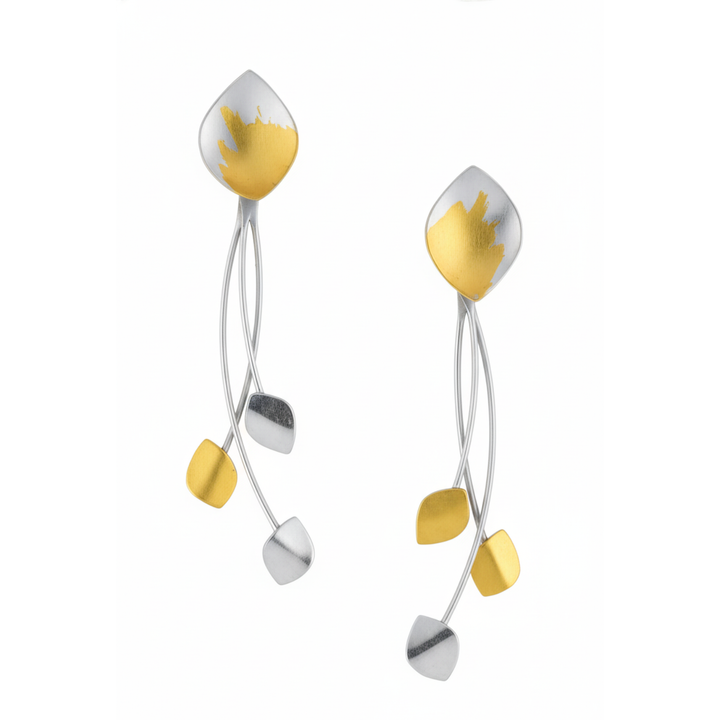 Stud Leaf and Petals Earrings