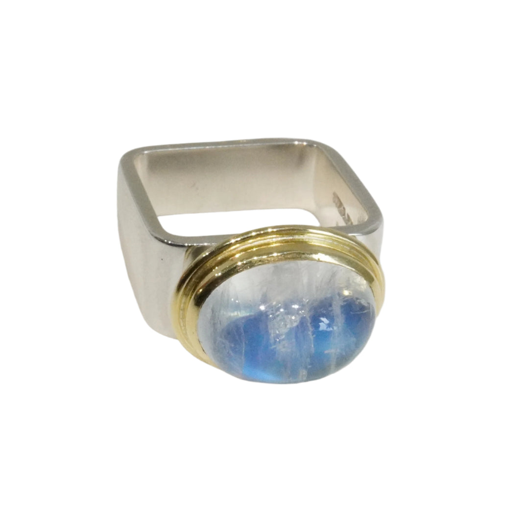 Rainbow Moonstone Square Ring