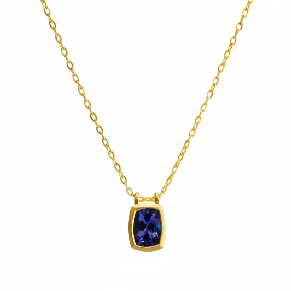 Tanzanite Bezel Pendant Necklace