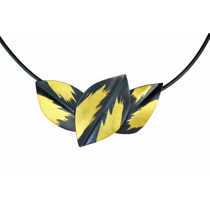 Three Leaf Necklace in Oxidized Silver