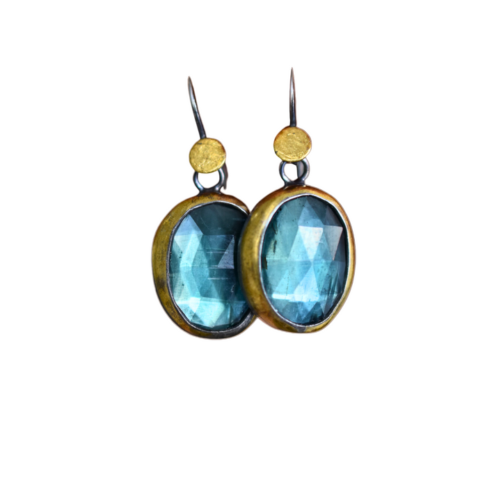 Crescent Rim Hook Earrings ~ Sky Blue Kyanite