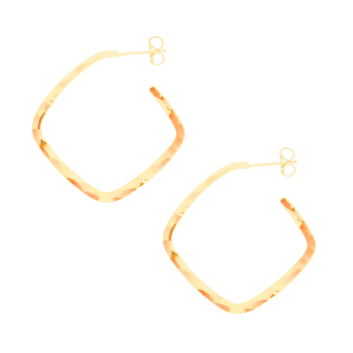 Hammered Square Hoops - Small