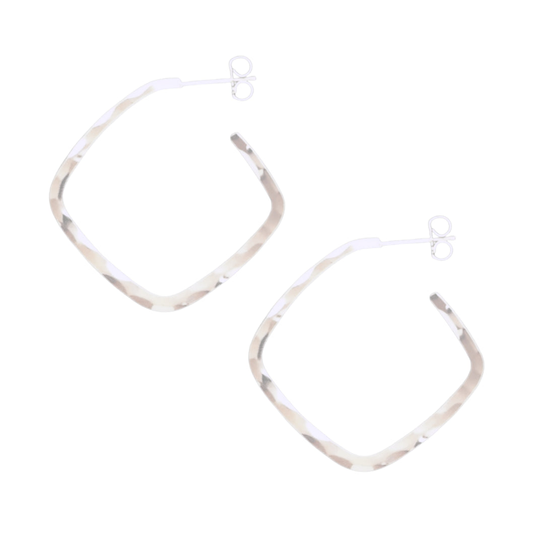 Hammered Square Hoops - Small