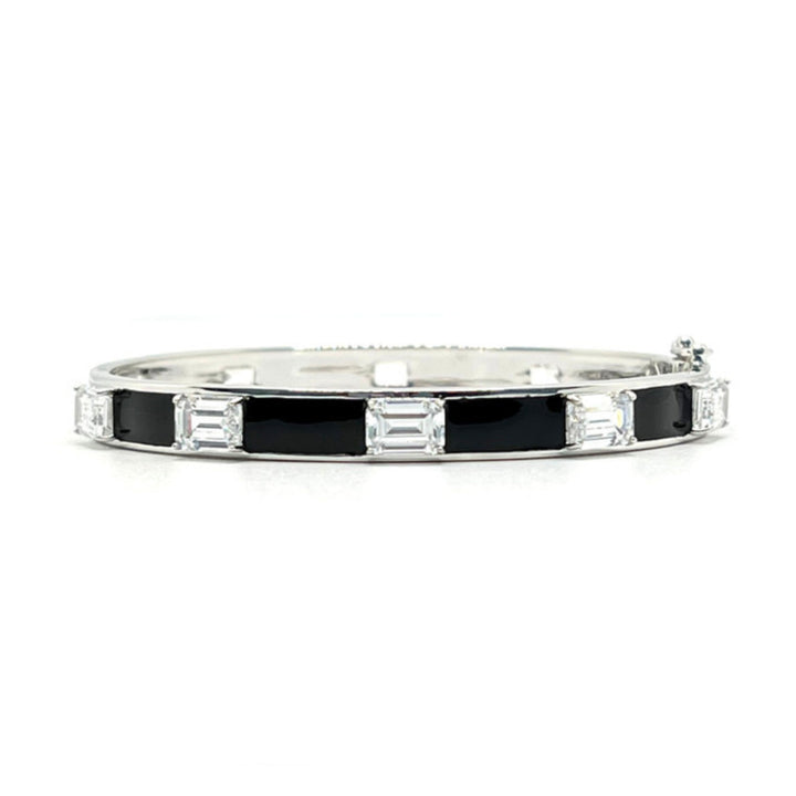 Skinny Emerald-cut Black Enamel Bangle