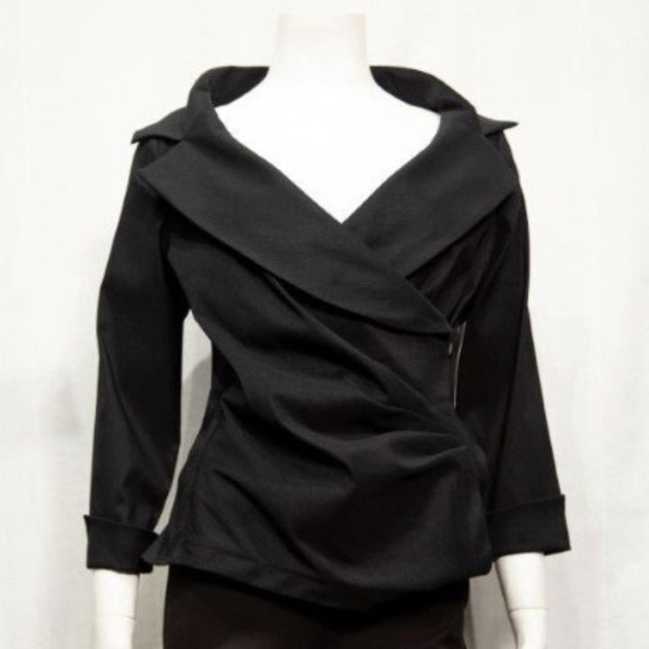 Dupioni Wrap Blouse - Black