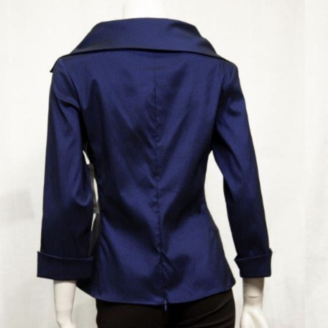 Dupioni Wrap Blouse - Midnight Blue