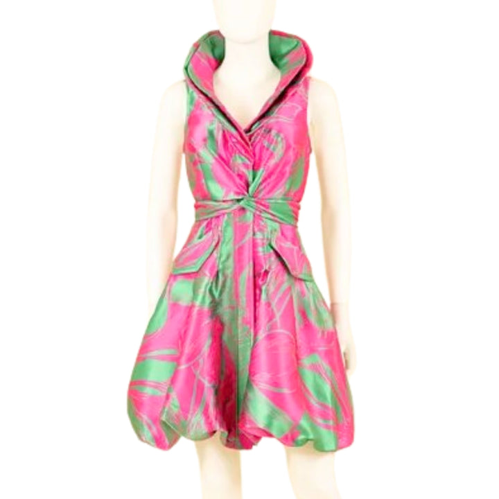 Cross Tie Bubble Dress - Pink Green