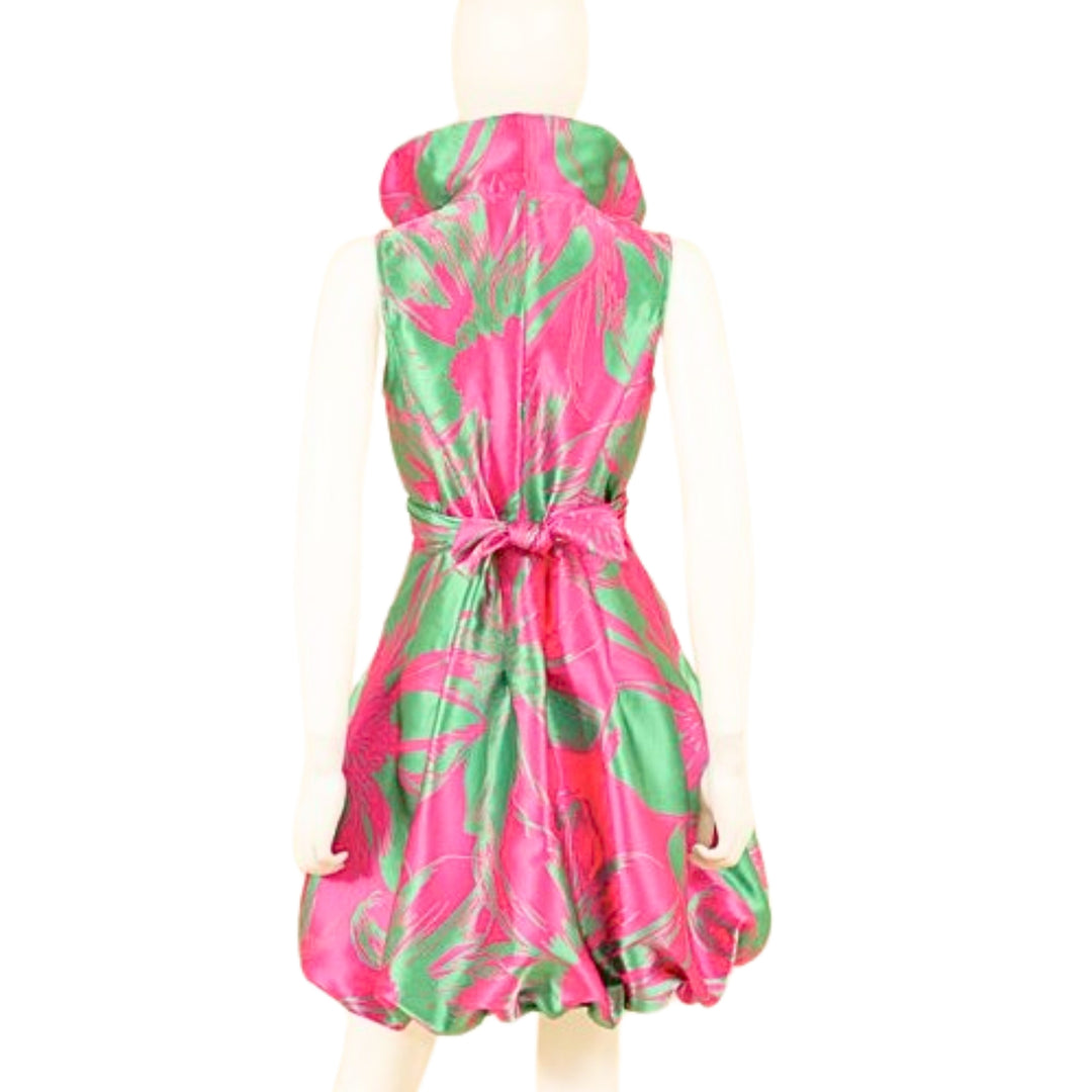 Cross Tie Bubble Dress - Pink Green