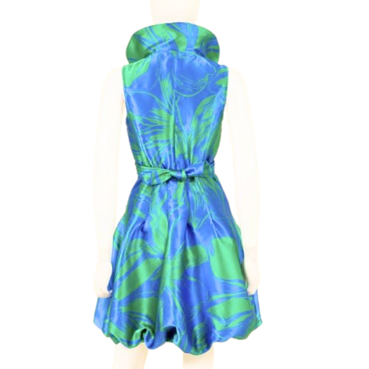 Cross Tie Bubble Dress - Blue Green