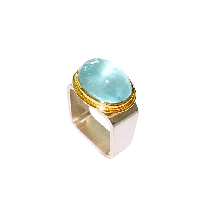 Aquamarine Square Ring