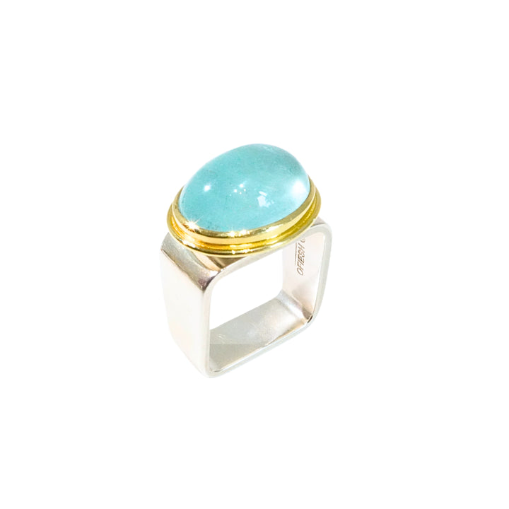 Aquamarine Square Ring