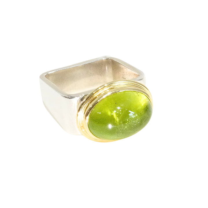 Peridot Square Ring